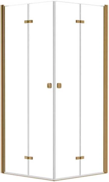 Kvadratinė dušo kabina Besco Exo-H, Brushed Gold, 90 x 90 x 195 cm