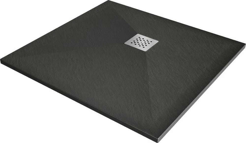 Kvadratinis dušo padėklas Mexen Stone+ su sifonu, Anthracite, 80 x 80 cm