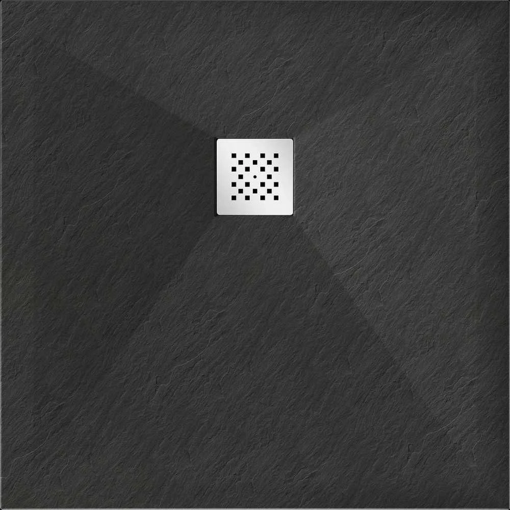 Kvadratinis dušo padėklas Mexen Stone+ su sifonu, Juodas, 70 x 70 cm
