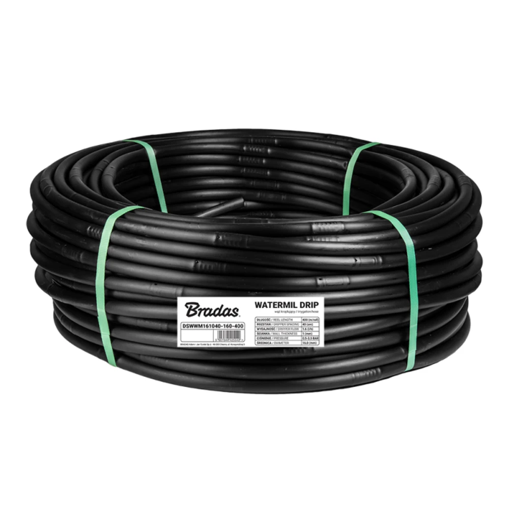 Lašelinio laistymo žarna Bradas WATERMIL DRIP, 100 m (16 / 1,0mm / 33cm / 1,6l/h)