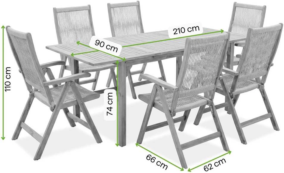 Lauko baldų komplektas AKADIA ROPE 210/6+1