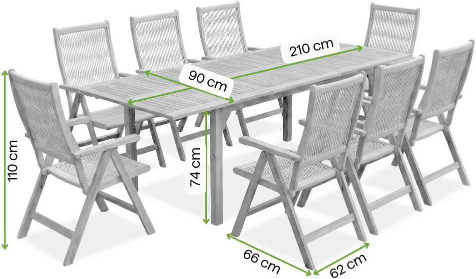 Lauko baldų komplektas AKADIA ROPE 210/8+1