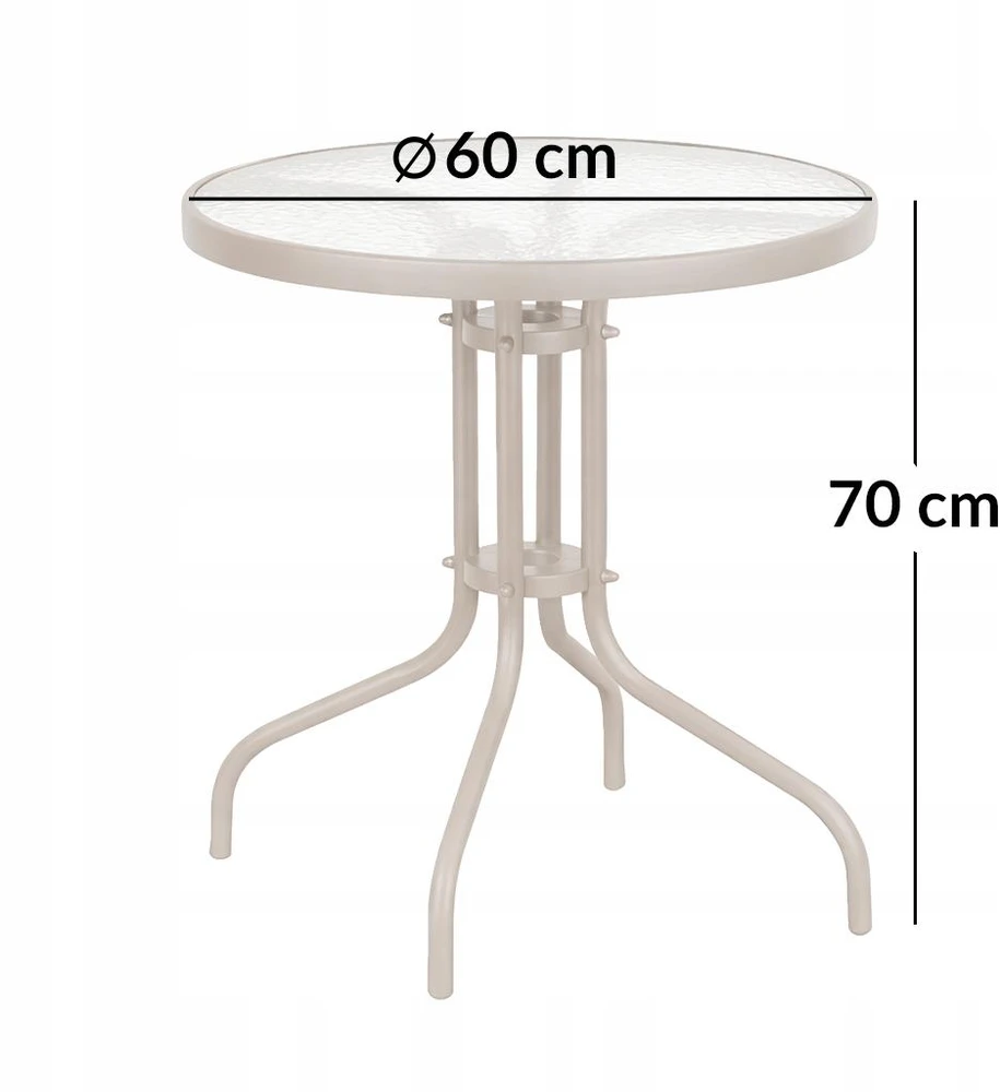 Lauko baldų komplektas Bergama Round 60 cm, 2+1, Taupe