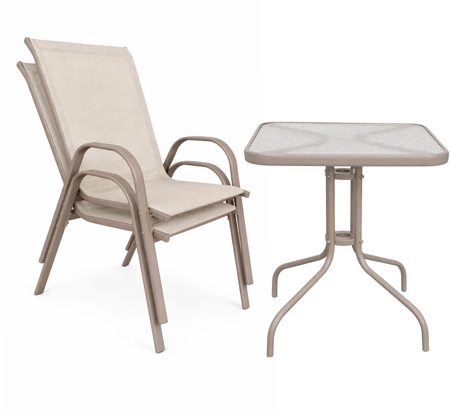 Lauko baldų komplektas Bergama Square, 60x60 cm, 2+1, Taupe