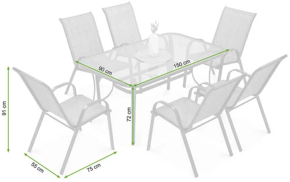 Lauko baldų komplektas Bologna, 150 cm, 6+1, Light rusvai gelsvas