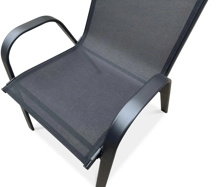 Lauko baldų komplektas Bologna, 150 cm, 6+1, Juodas