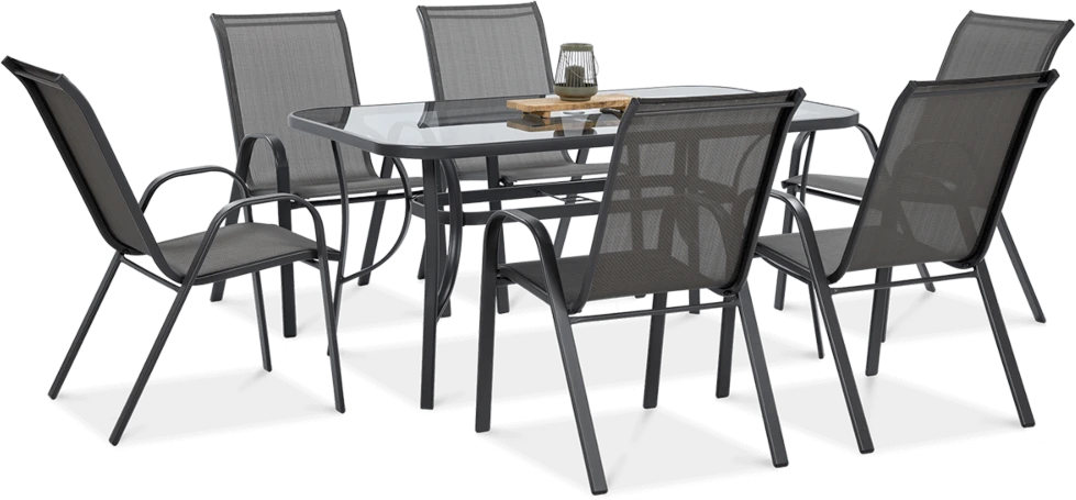 Lauko baldų komplektas Bologna, 150 cm, 6+1, Light Pilkas
