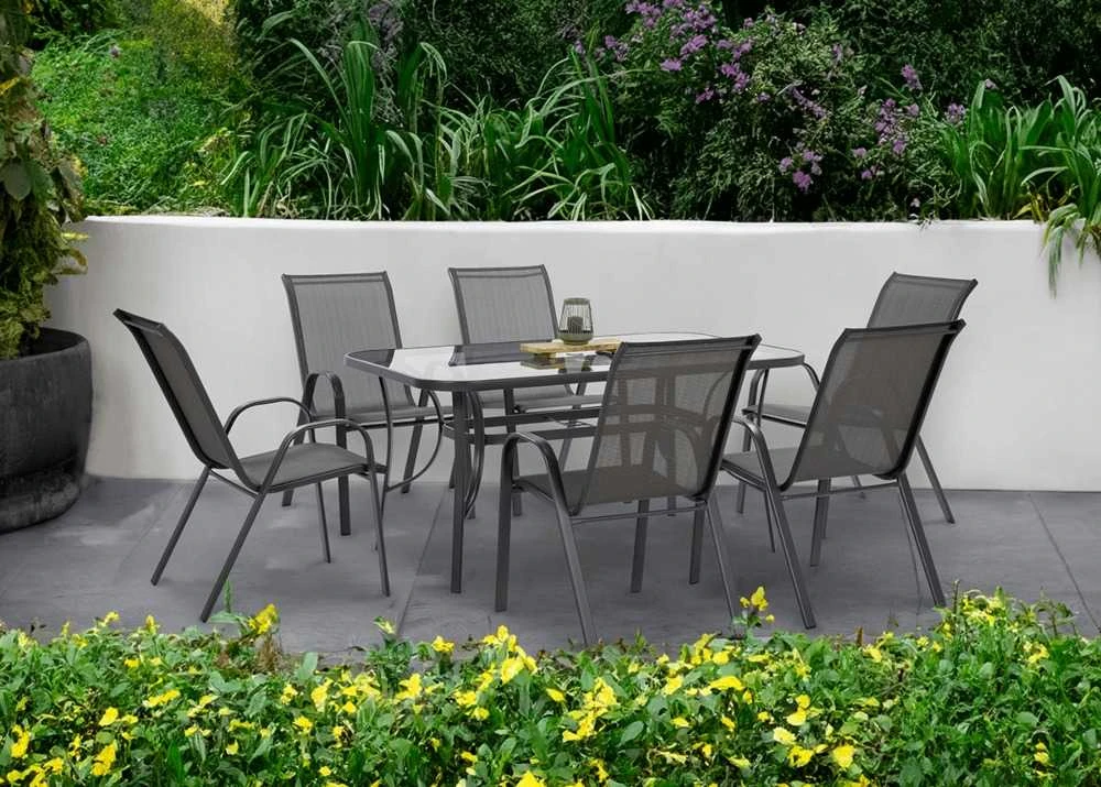 Lauko baldų komplektas Bologna, 150 cm, 6+1, Light Pilkas