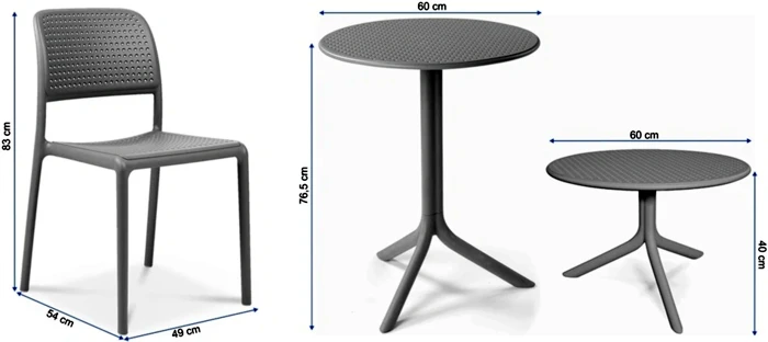 Lauko baldų komplektas BORA BISTROT/STEP 2+1, Bianco