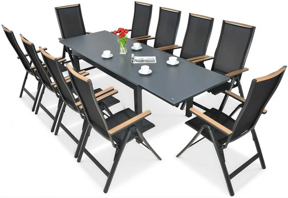 Lauko baldų komplektas Brisbane, 250 cm, 10+1, Juodas