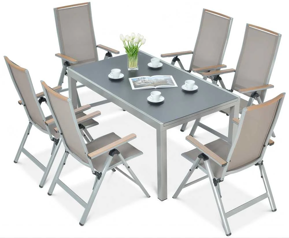 Lauko baldų komplektas Brisbane, 250 cm, 6+1, Taupe