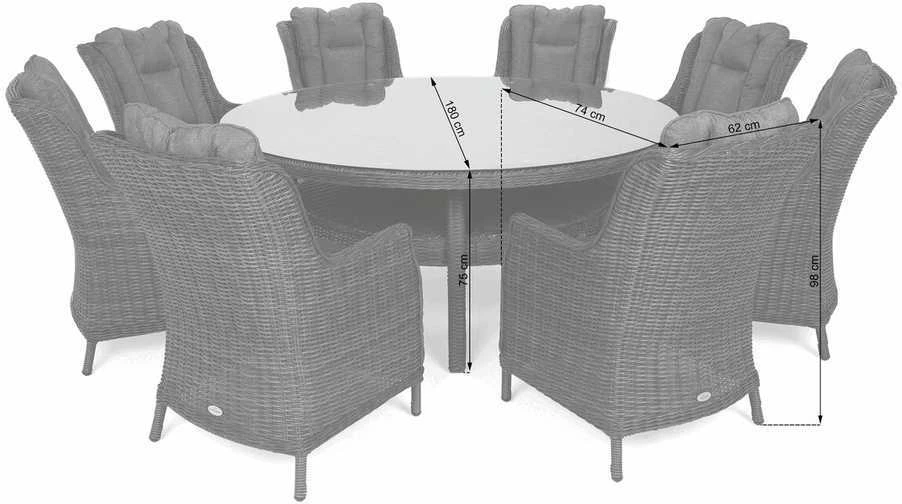 Lauko baldų komplektas Bristol Round Elegant 180 cm, 8+1, rusvai gelsvas / rusvai gelsvas Melange
