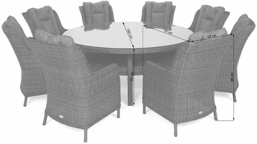 Lauko baldų komplektas Bristol Round Elegant 180 cm, 8+1, rusvai gelsvas / rusvai gelsvas Melange