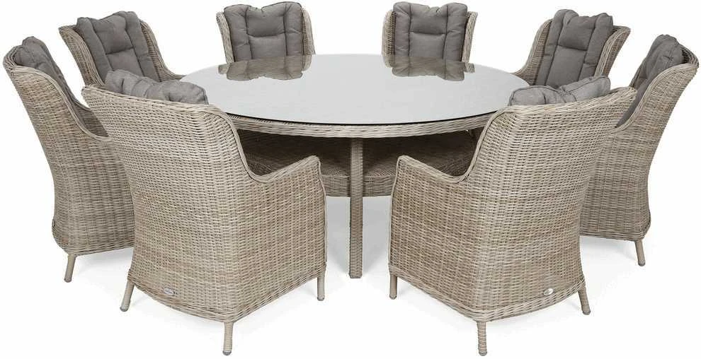 Lauko baldų komplektas Bristol Round Elegant 180 cm, 8+1, rusvai gelsvas / rusvai gelsvas Melange