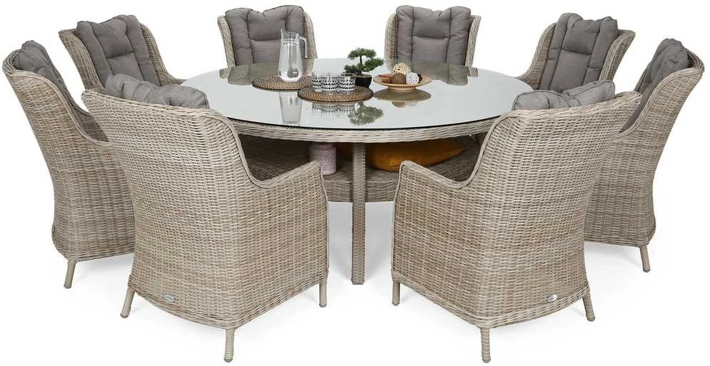 Lauko baldų komplektas Bristol Round Elegant 180 cm, 8+1, rusvai gelsvas / rusvai gelsvas Melange
