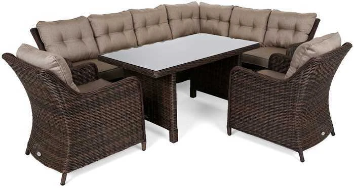 Lauko baldų komplektas California Corner, dešininis, Brown Mat / Brown Melange