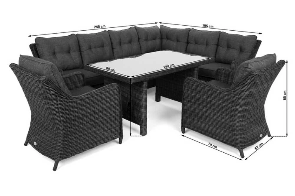 Lauko baldų komplektas California Corner, dešininis, Brown Mat / Brown Melange