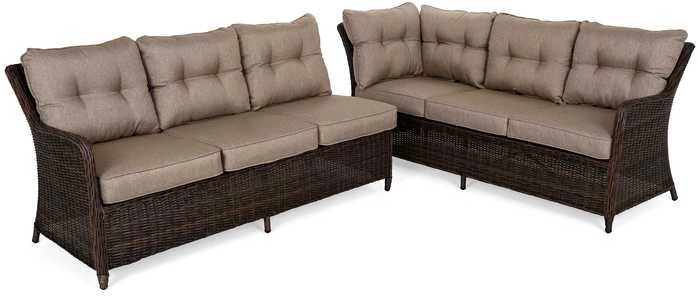 Lauko baldų komplektas California Corner, dešininis, Brown Mat / Brown Melange