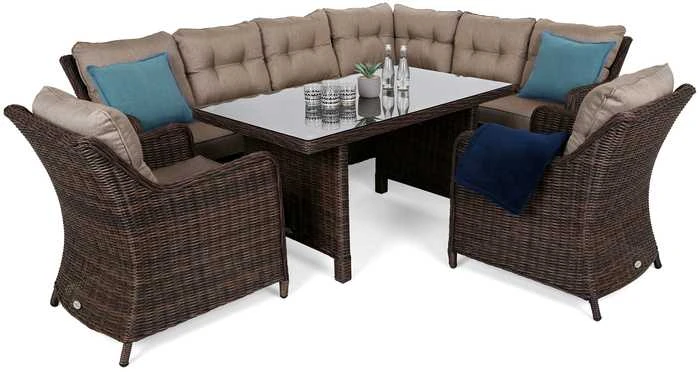 Lauko baldų komplektas California Corner, dešininis, Brown Mat / Brown Melange