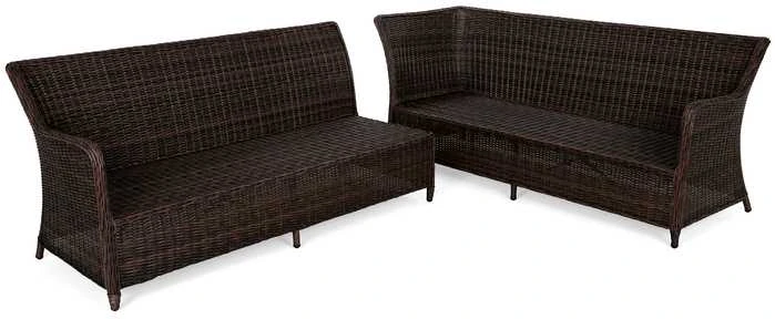 Lauko baldų komplektas California Corner, dešininis, Brown Mat / Brown Melange