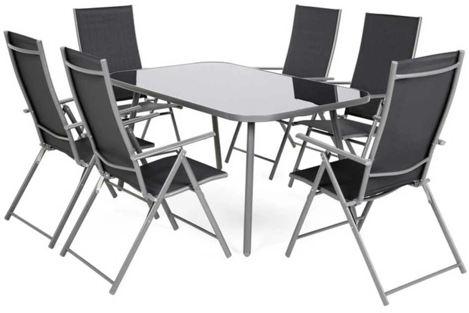 Lauko baldų komplektas Casablanca 145 cm, 6+1, Sidabrinis / Pilkas