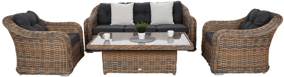 Lauko baldų komplektas Foggia Flex, Ginger Melange / Dark Pilkas
