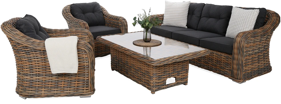 Lauko baldų komplektas Foggia Flex, Ginger Melange / Dark Pilkas