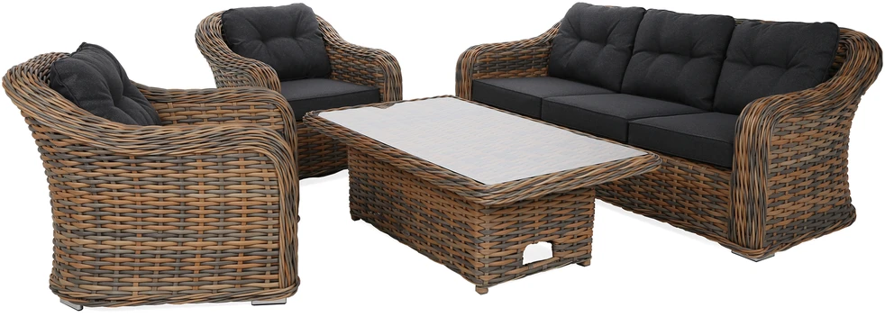 Lauko baldų komplektas Foggia Flex, Ginger Melange / Dark Pilkas