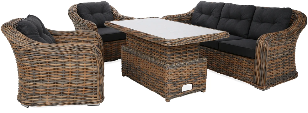 Lauko baldų komplektas Foggia Flex, Ginger Melange / Dark Pilkas