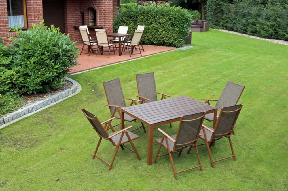 Lauko baldų komplektas Ibiza 150 cm, 6+1, Juodas / Juodas