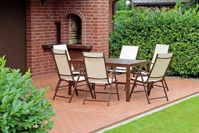 Lauko baldų komplektas Ibiza 150 cm, 6+1, Sidabrinis / Juodas
