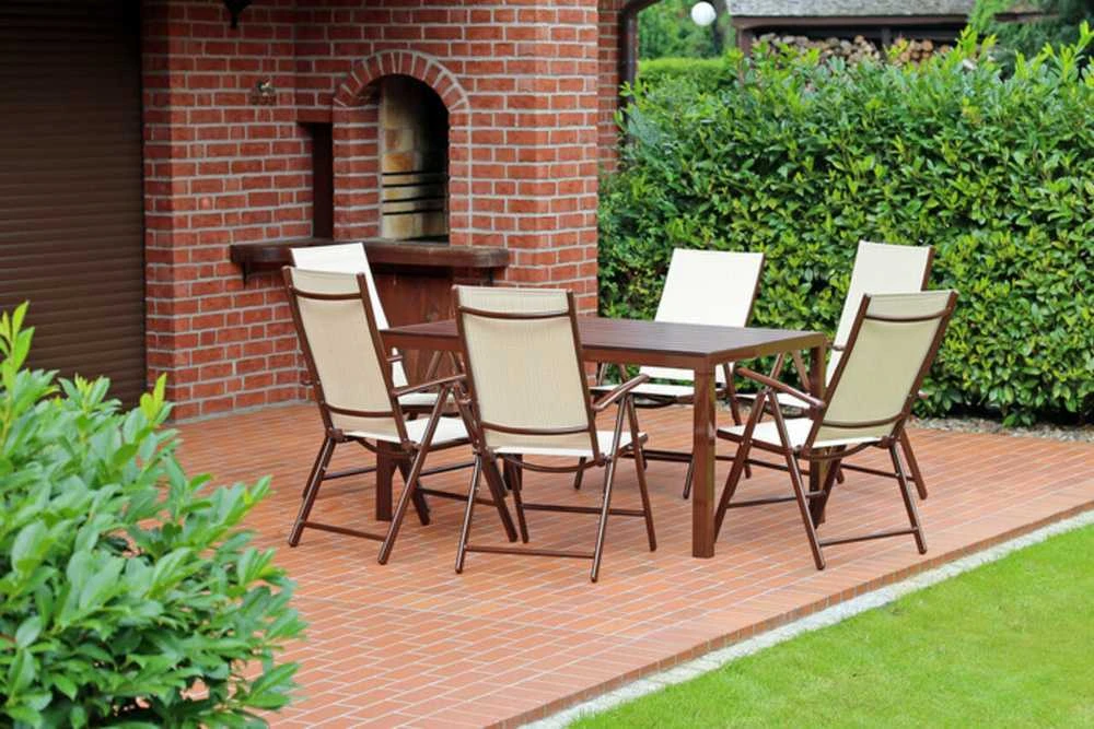 Lauko baldų komplektas Ibiza 150 cm, 6+1, Juodas / Juodas