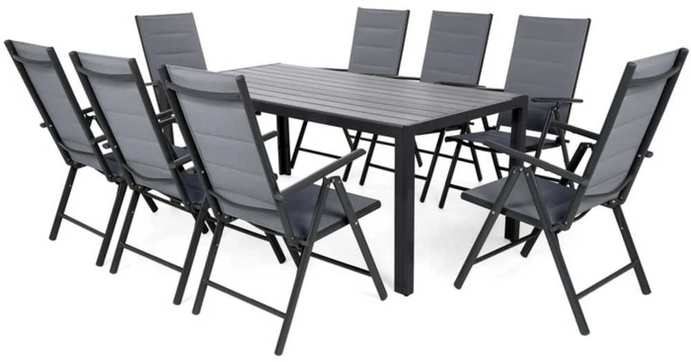 Lauko baldų komplektas Ibiza 185 cm, 8+1, Pilkas / Window Pilkas