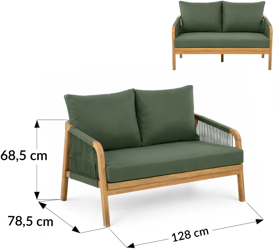 Lauko baldų komplektas Makara Premium, Acacia / Dark Žalias, 4 asm.