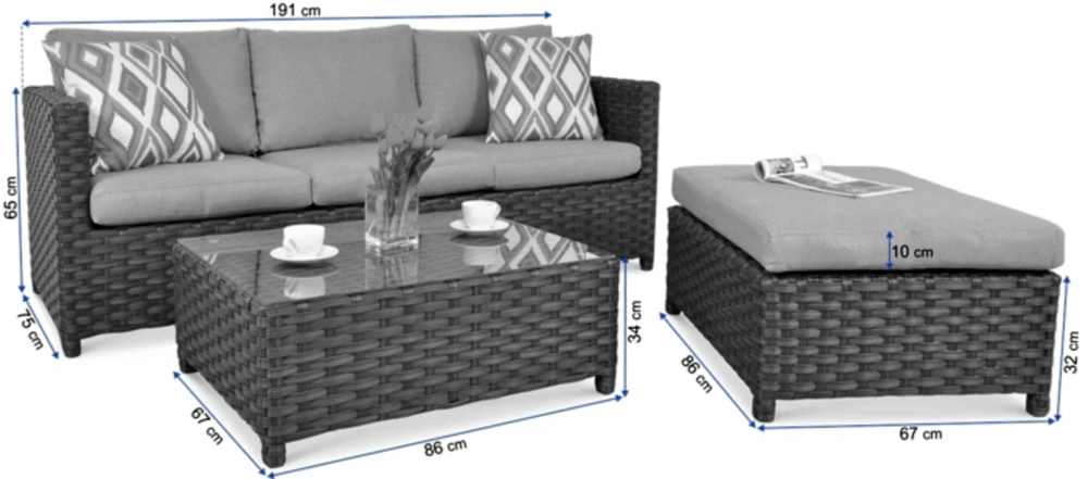 Lauko baldų komplektas MARCO CAFFE, Modern Pilkas