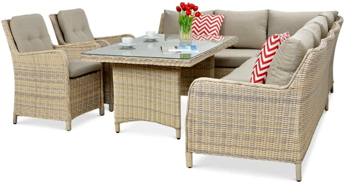 Lauko baldų komplektas MARYLAND DINING, rusvai gelsvas