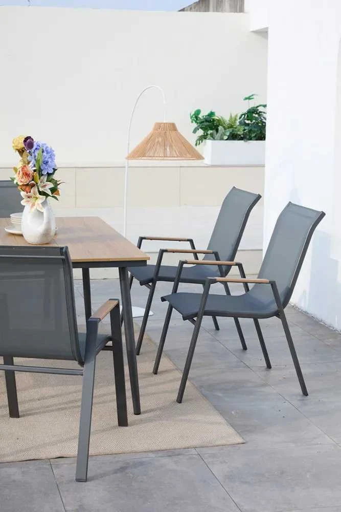 Lauko baldų komplektas NOVA DINING 6+1, Dark Pilkas