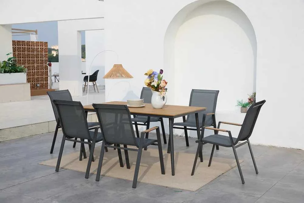 Lauko baldų komplektas NOVA DINING 6+1, Dark Pilkas