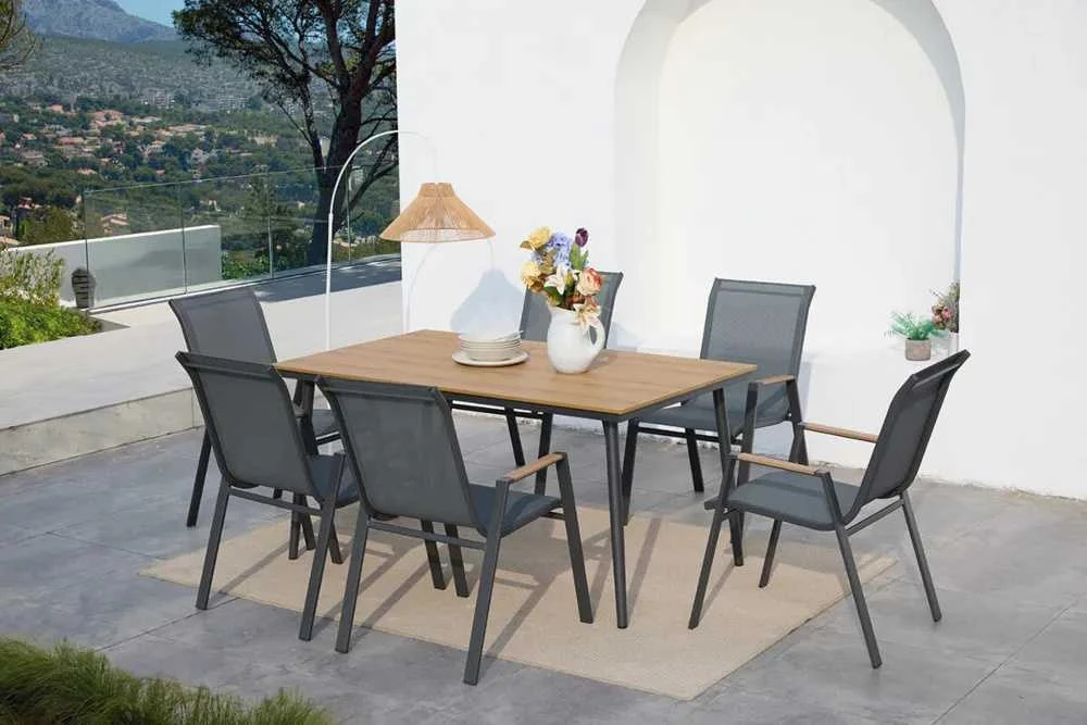 Lauko baldų komplektas NOVA DINING 6+1, Dark Pilkas