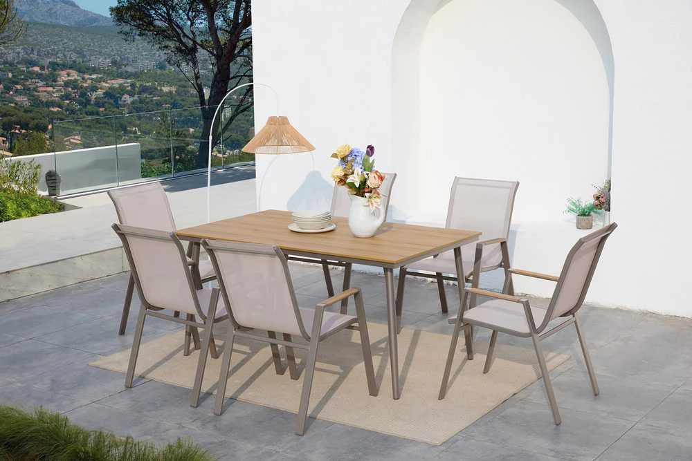 Lauko baldų komplektas NOVA DINING 6+1, Taupe