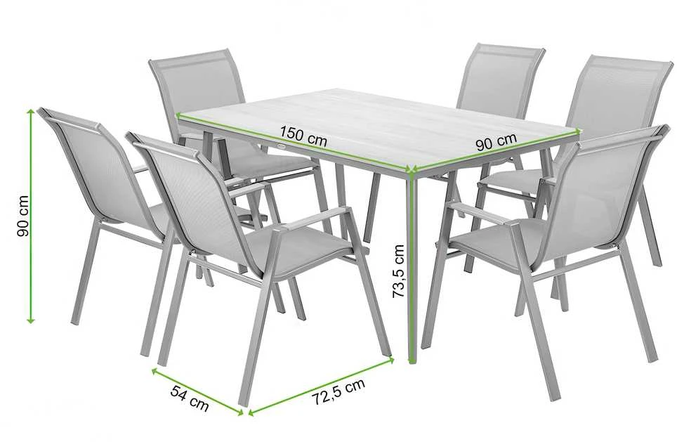 Lauko baldų komplektas NOVA DINING 6+1, Taupe