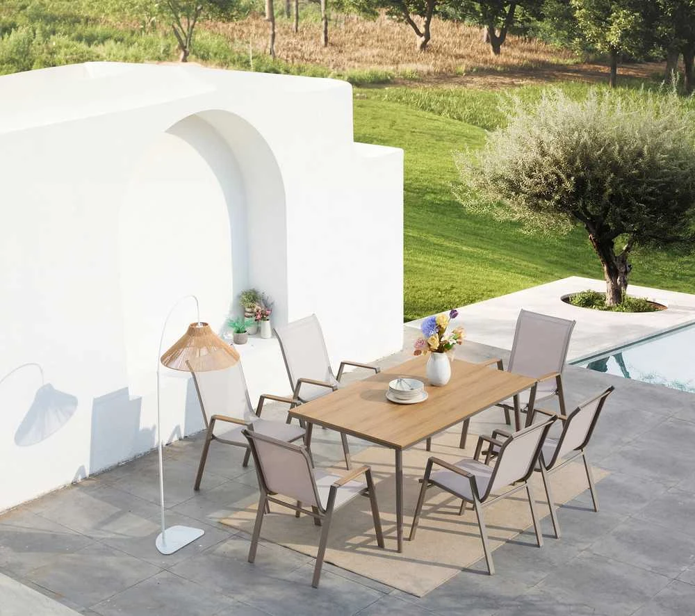 Lauko baldų komplektas NOVA DINING 6+1, Taupe