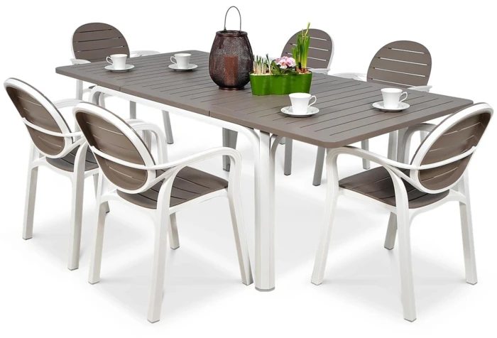 Lauko baldų komplektas PALMA/ALLORO - 6/140, Bianco Tortora