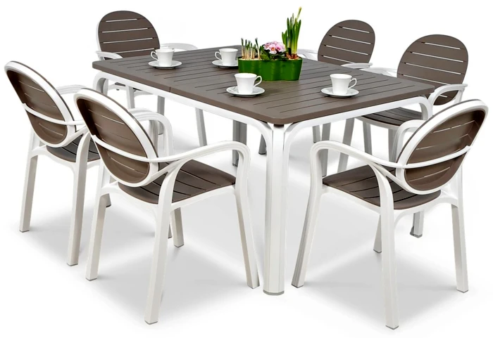 Lauko baldų komplektas PALMA/ALLORO - 6/140, Bianco Tortora