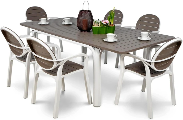 Lauko baldų komplektas PALMA/ALLORO - 8/210, Bianco Tortora