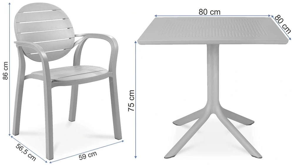 Lauko baldų komplektas PALMA/CLIP 4+1, Bianco Tortora
