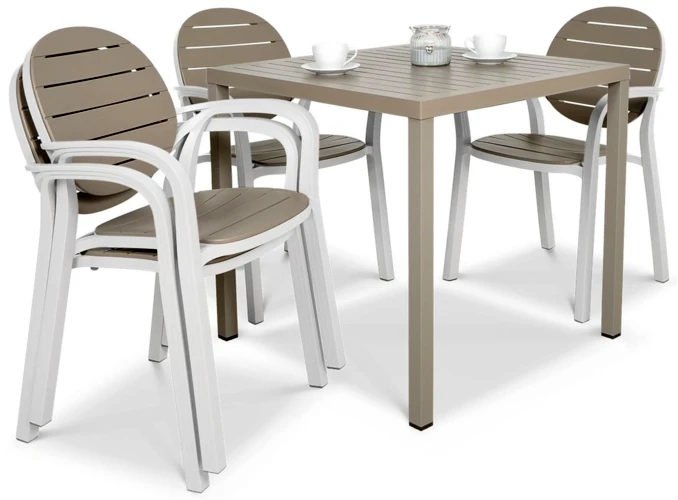 Lauko baldų komplektas PALMA/CUBE 80, 4+1, Bianco Tortora