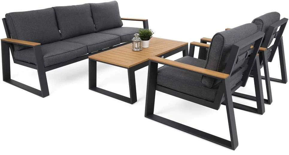 Lauko baldų komplektas Rimini, Dark Pilkas / Pilkas Melange