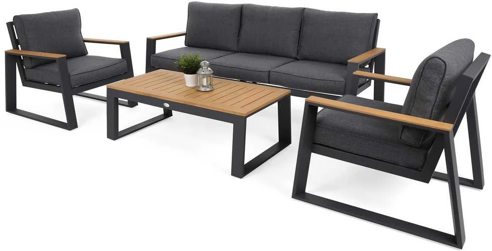 Lauko baldų komplektas Rimini, Dark Pilkas / Pilkas Melange