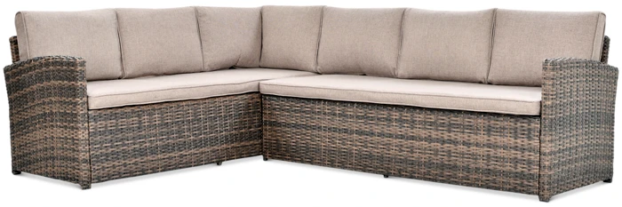 Lauko baldų komplektas SALO + su pufais, Brown